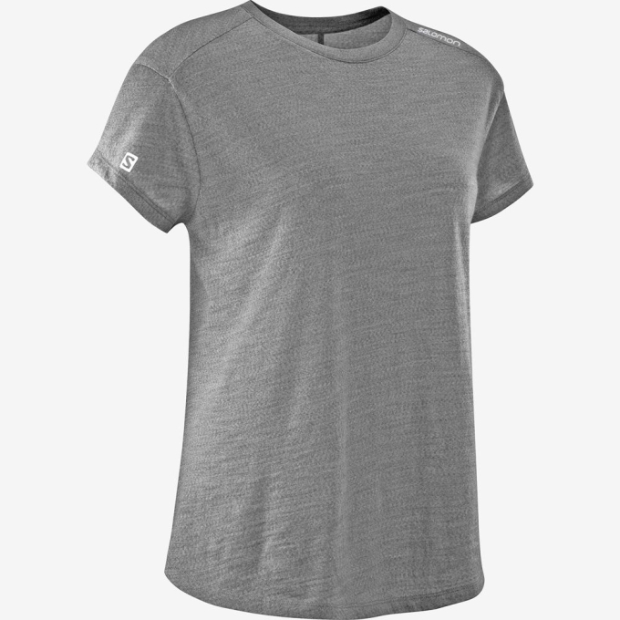 Mid Grey Salomon OUTLIFE MERINO SS W Short Sleeve Women's T Shirts | AE-930PVBC