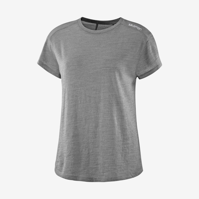 Mid Grey Salomon OUTLIFE MERINO SS W Short Sleeve Women\'s T Shirts | AE-930PVBC