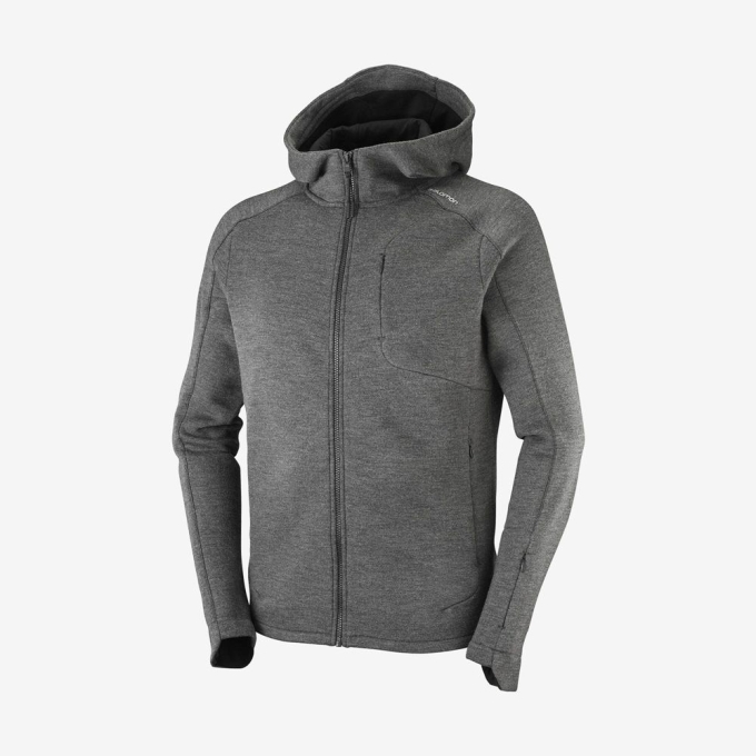 Mid Grey Salomon OUTLIFE TECH LS FZ MID HOODIE M Men\'s Midlayers | AE-592MDHK