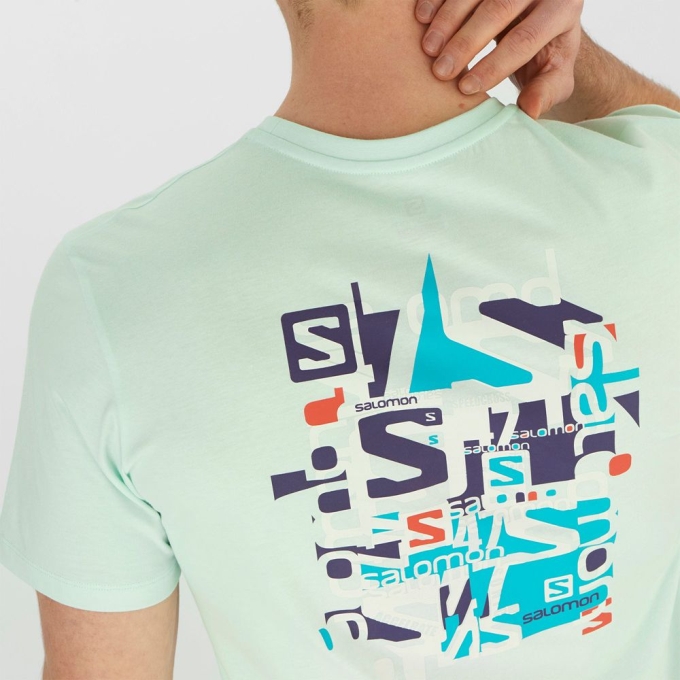 Mint Salomon OUTLIFE GRAPHIC DISRUPTED TYPE SS M Short Sleeve Men's T Shirts | AE-342RWKG