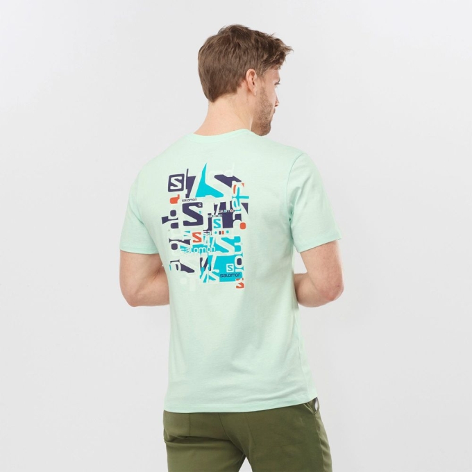 Mint Salomon OUTLIFE GRAPHIC DISRUPTED TYPE SS M Short Sleeve Men's T Shirts | AE-342RWKG