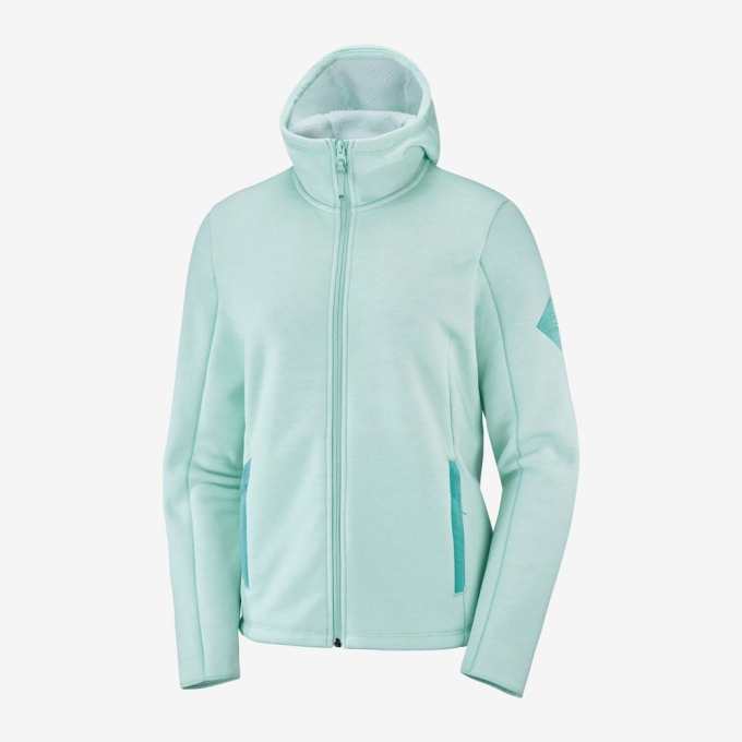 Mint Salomon SNOWSHELTER FLEECE W Jacket Hoodie Women's Midlayers | AE-491ETUJ