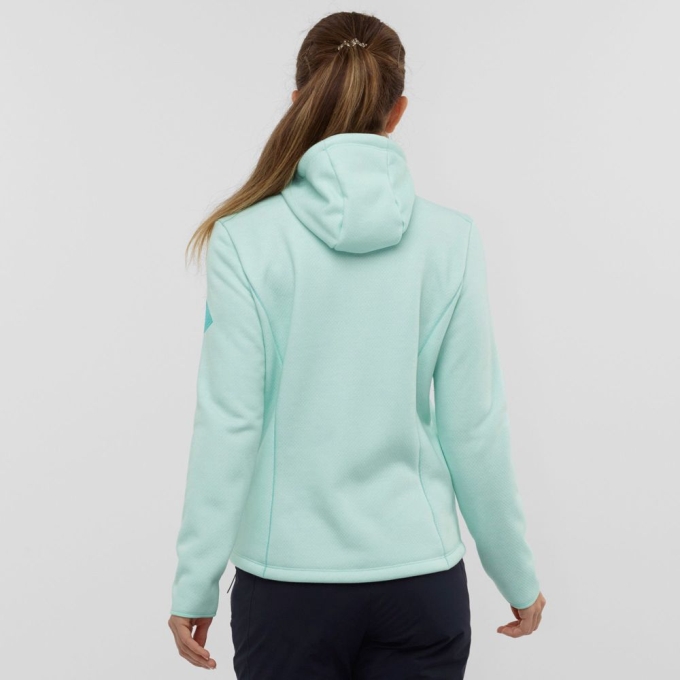 Mint Salomon SNOWSHELTER FLEECE W Jacket Hoodie Women's Midlayers | AE-491ETUJ