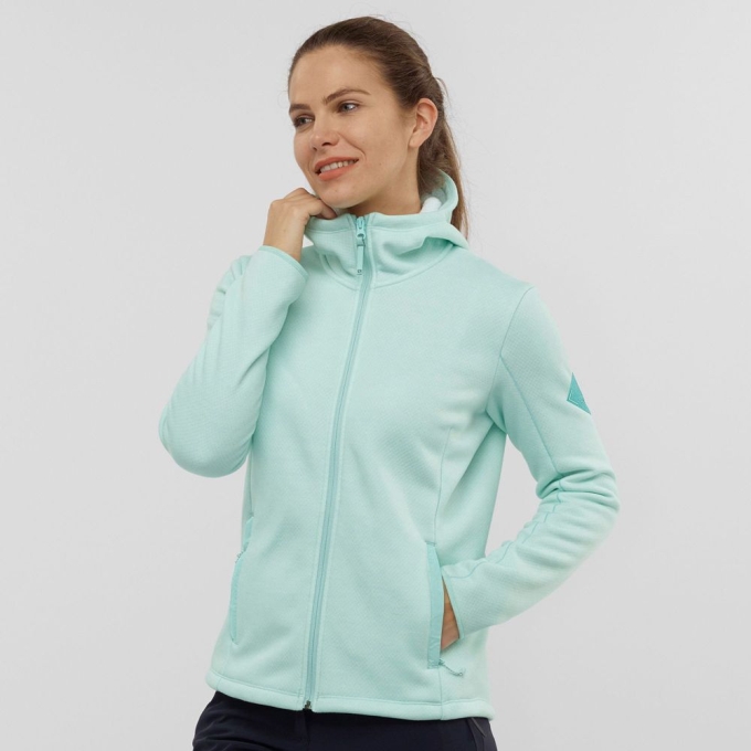 Mint Salomon SNOWSHELTER FLEECE W Jacket Hoodie Women\'s Midlayers | AE-491ETUJ