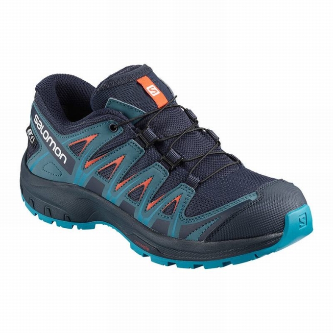 Navy / Blue Salomon XA PRO 3D CLIMASALOMON WATERPROOF Kids\' Hiking Shoes | AE-320VZAY