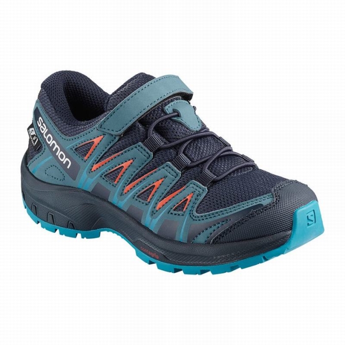 Navy / Blue Salomon XA PRO 3D CSWP K Kids\' Hiking Shoes | AE-253ALKP