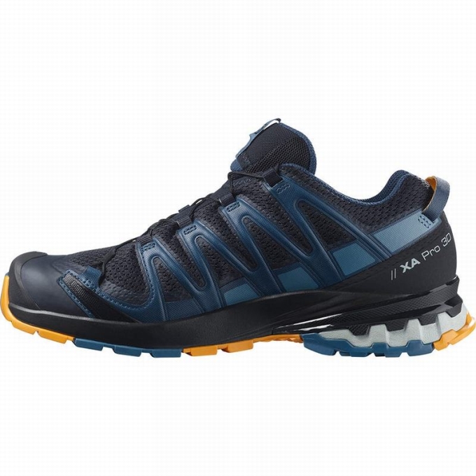 Navy / Blue Salomon XA PRO 3D V8 Men's Hiking Shoes | AE-624AIQN