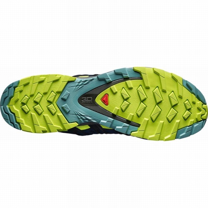 Navy / Light Green Salomon XA PRO 3D V8 Men's Trail Running Shoes | AE-428MQNJ