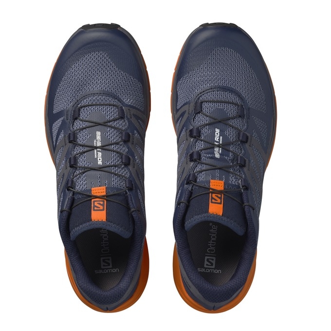 Navy / Orange Salomon SENSE RIDE Men's Trail Running Shoes | AE-931VWSL