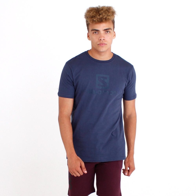 Navy Salomon ACHIEVE SS M Men's T Shirts | AE-492RTWS