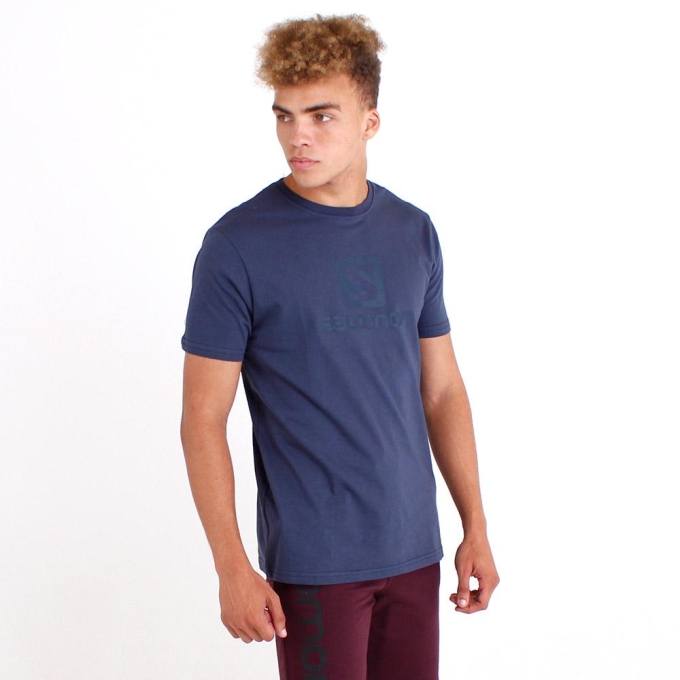 Navy Salomon ACHIEVE SS M Men's T Shirts | AE-492RTWS