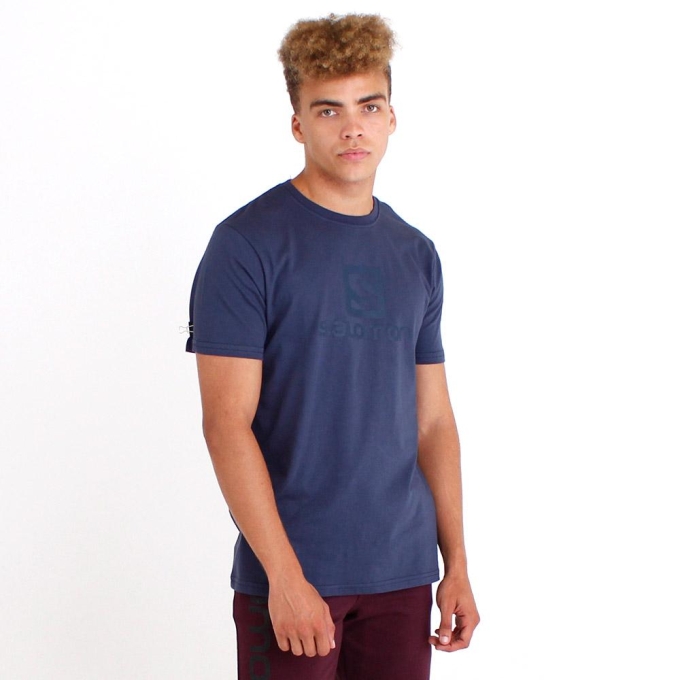 Navy Salomon ACHIEVE SS M Men's T Shirts | AE-492RTWS