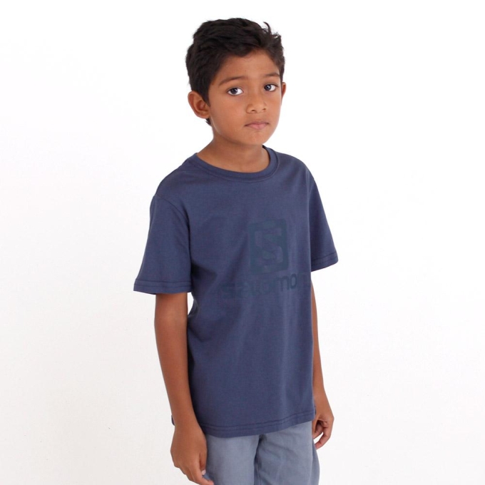 Navy Salomon ACHIEVE SS TE B Kids' T Shirts | AE-738WPXA