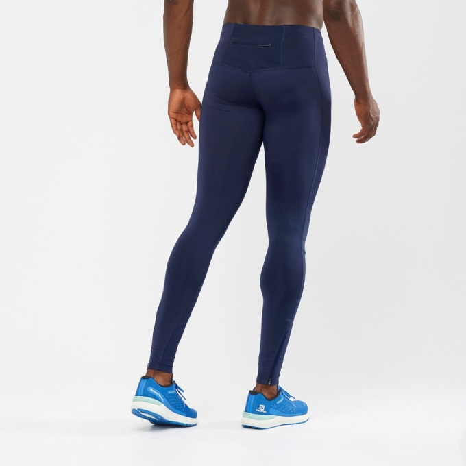 Navy Salomon AGILE LONG Men's Tights | AE-498EZTH