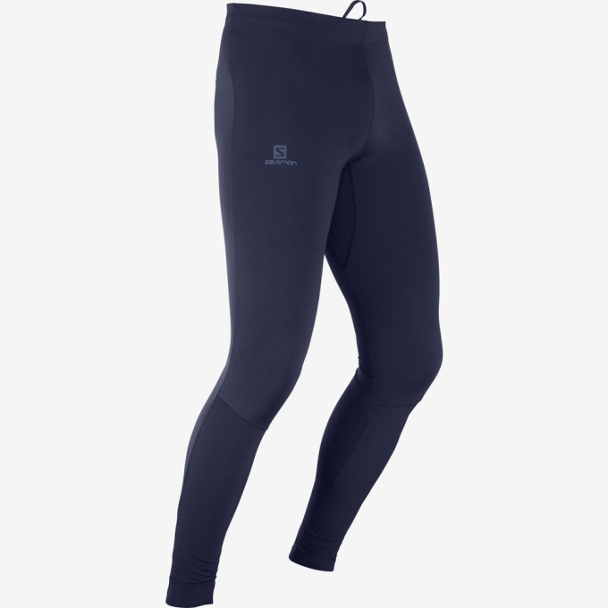 Navy Salomon AGILE LONG Men's Tights | AE-498EZTH