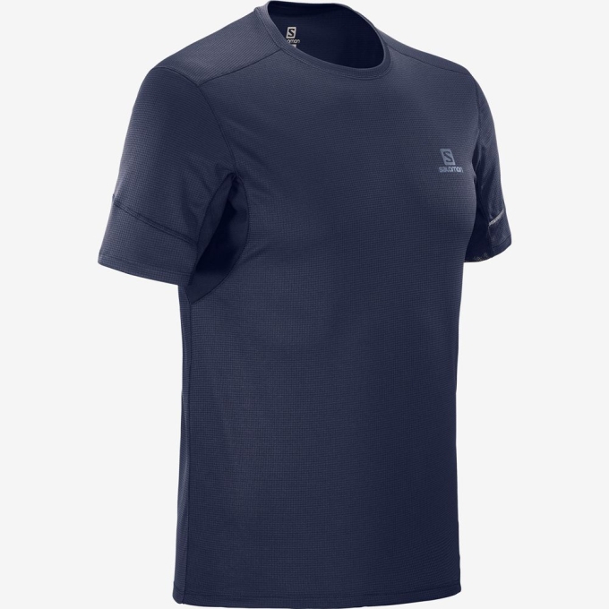 Navy Salomon AGILE Men's Tops | AE-162BOXY