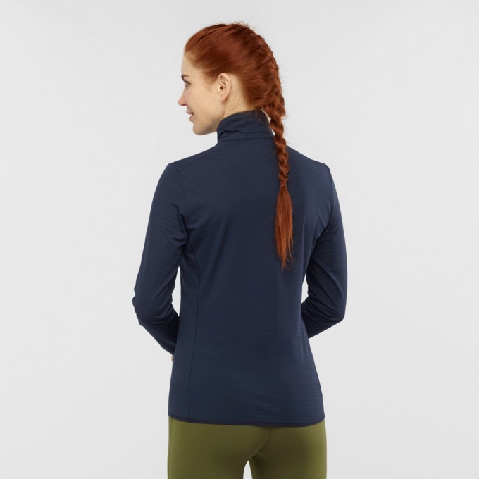 Navy Salomon ESSENTIAL LIGHTWARM Full Zip Jacket Women's Midlayers | AE-196VDFW