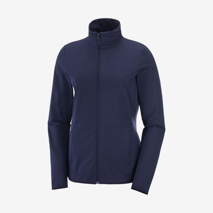 Navy Salomon ESSENTIAL LIGHTWARM Full Zip Jacket Women's Midlayers | AE-196VDFW