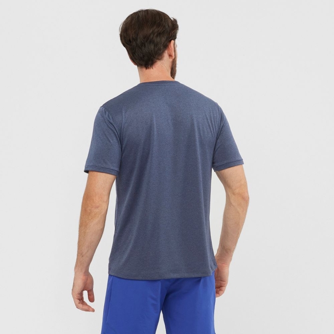 Navy Salomon EXPLORE M Short Sleeve Men's T Shirts | AE-217SDGX