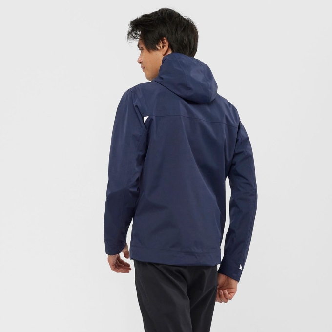 Navy Salomon EXPLORE WATERPROOF 2L M Men's Jackets | AE-950VOGR