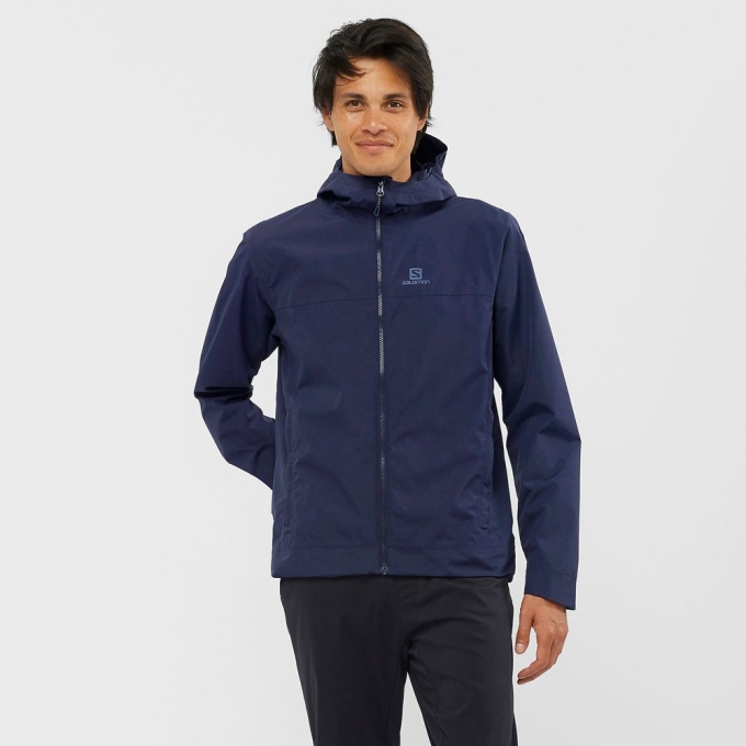 Navy Salomon EXPLORE WATERPROOF 2L M Men\'s Jackets | AE-950VOGR