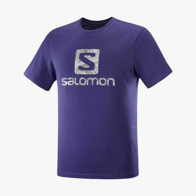 Navy Salomon OUTLIFE LOGO Short Sleeve Men's T Shirts | AE-703ZRDP