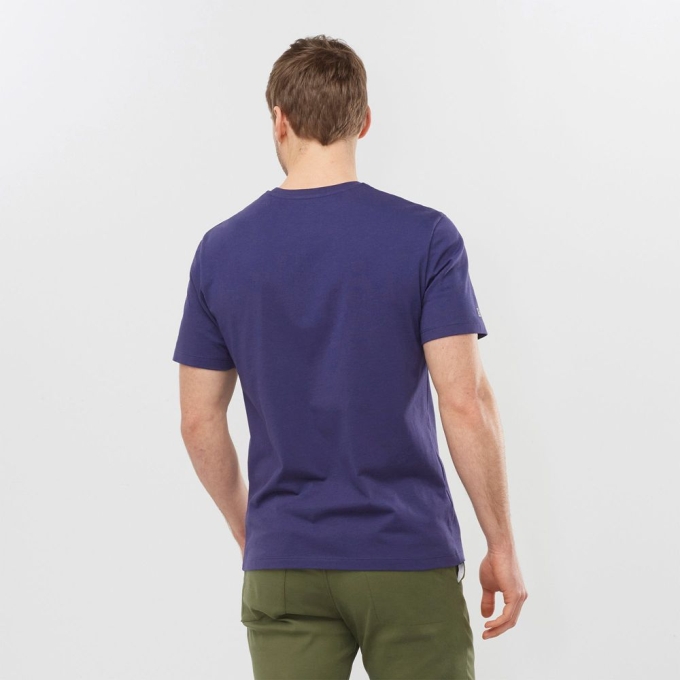 Navy Salomon OUTLIFE LOGO Short Sleeve Men's T Shirts | AE-703ZRDP