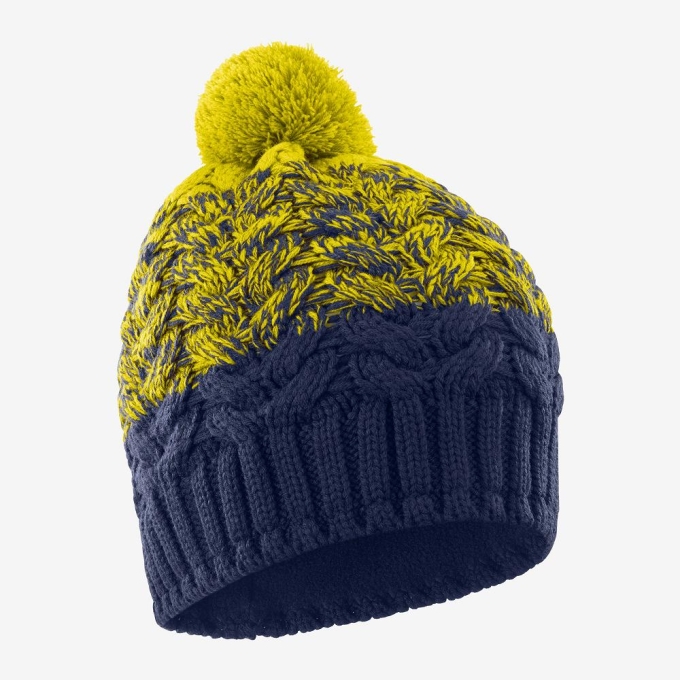 Navy Salomon POLY Men's Beanie | AE-901UDCJ