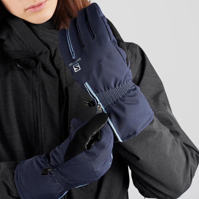 Navy Salomon PROPELLER DRY W Women's Gloves | AE-294MAWQ