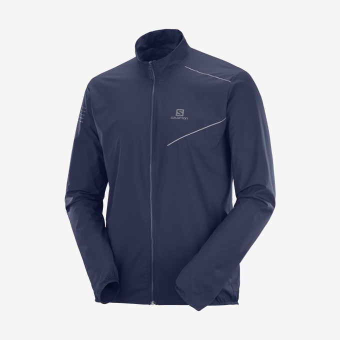 Navy Salomon SENSE M Men's Windbreaker | AE-874IJUC