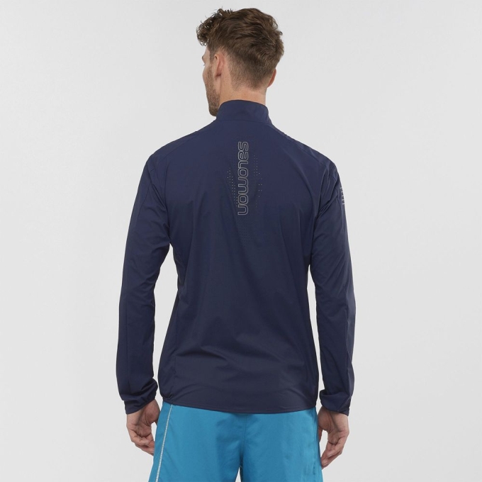 Navy Salomon SENSE M Men's Windbreaker | AE-874IJUC