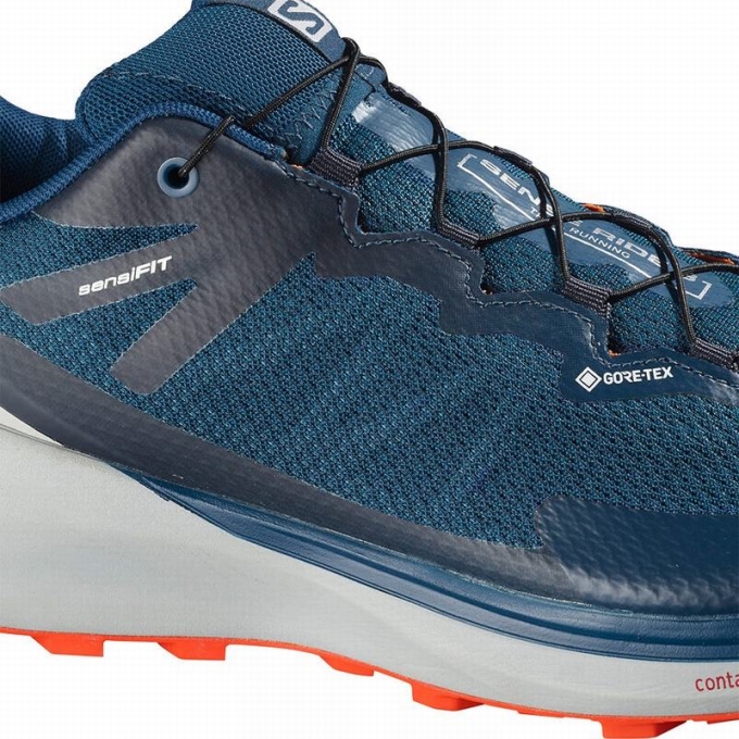 Navy Salomon SENSE RIDE 3 GTX INVIS. FIT Men's Trail Running Shoes | AE-132QLSW