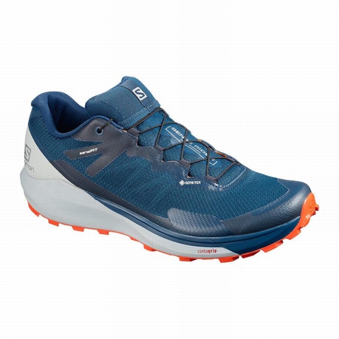 Navy Salomon SENSE RIDE 3 GTX INVIS. FIT Men\'s Trail Running Shoes | AE-132QLSW