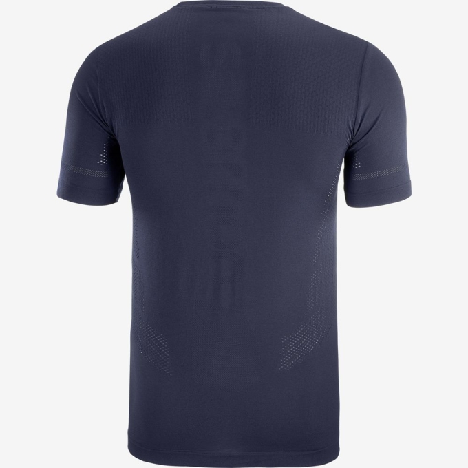 Navy Salomon SENSE SEAMLESS M Short Sleeve Men's T Shirts | AE-571HWDY