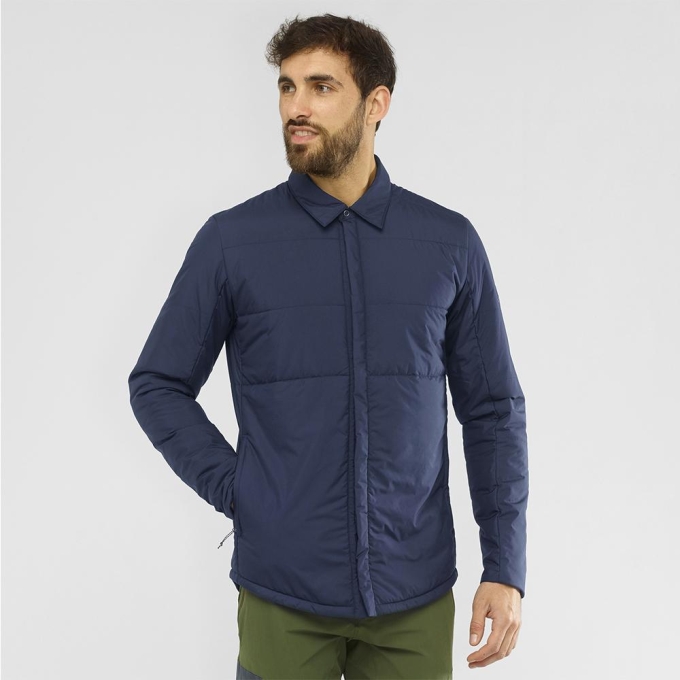 Navy Salomon SNOWSHELTER INSULATED SHIRT M Men's Midlayers | AE-413FUCB