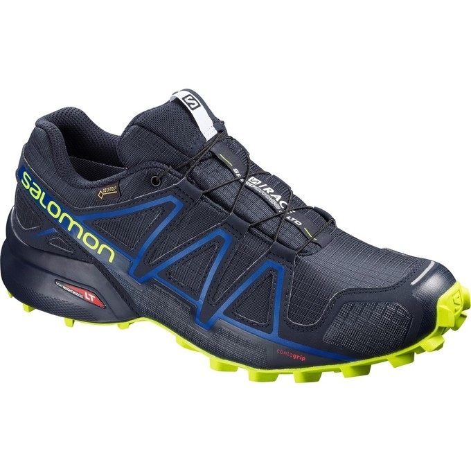 Navy Salomon SPEEDCROSS 4 GTX S/RACE LTD Men\'s Trail Running Shoes | AE-087JPEL