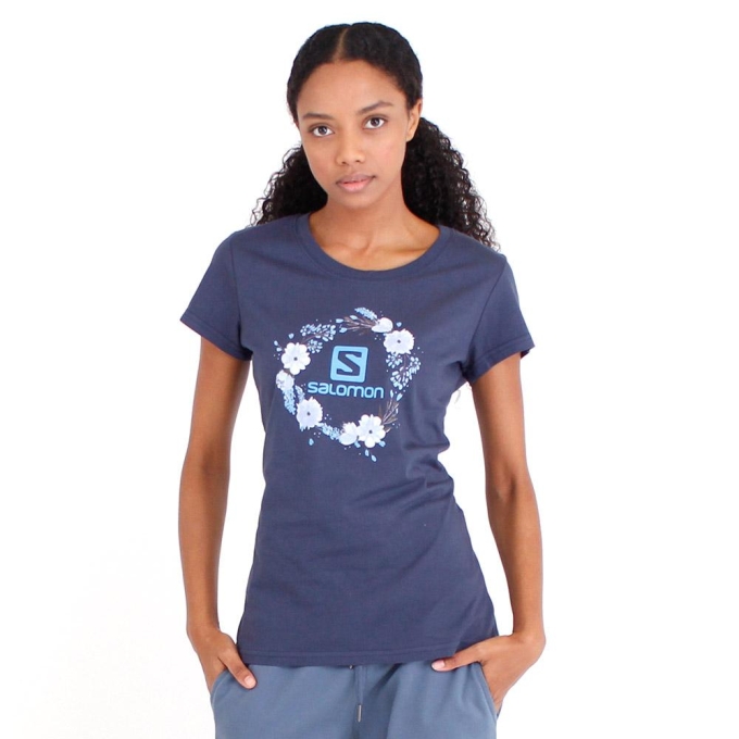 Navy Salomon SPRING SS W Short Sleeve Women's T Shirts | AE-807ITZU