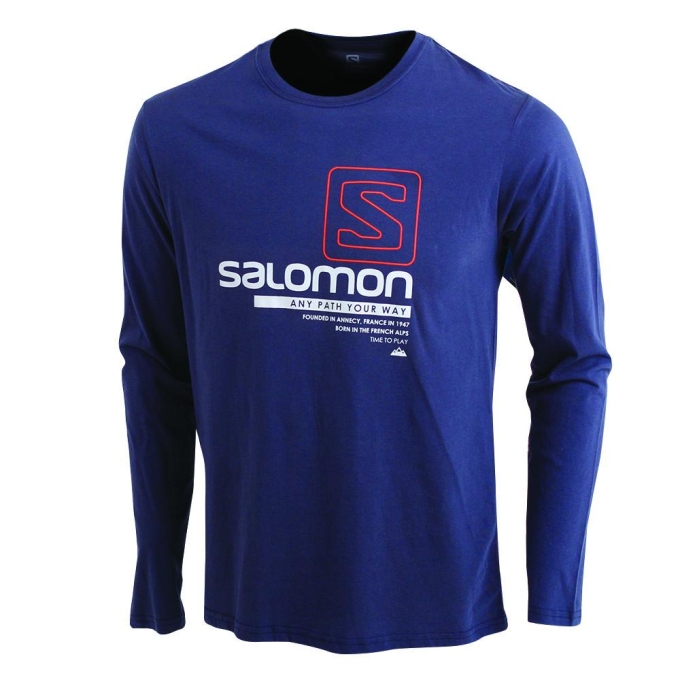 Navy Salomon TRAIL LS M Men\'s T Shirts | AE-415RCTO