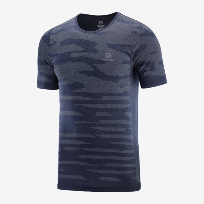 Navy Salomon XA CAMO TEE Short Sleeve Men's T Shirts | AE-758UDJQ