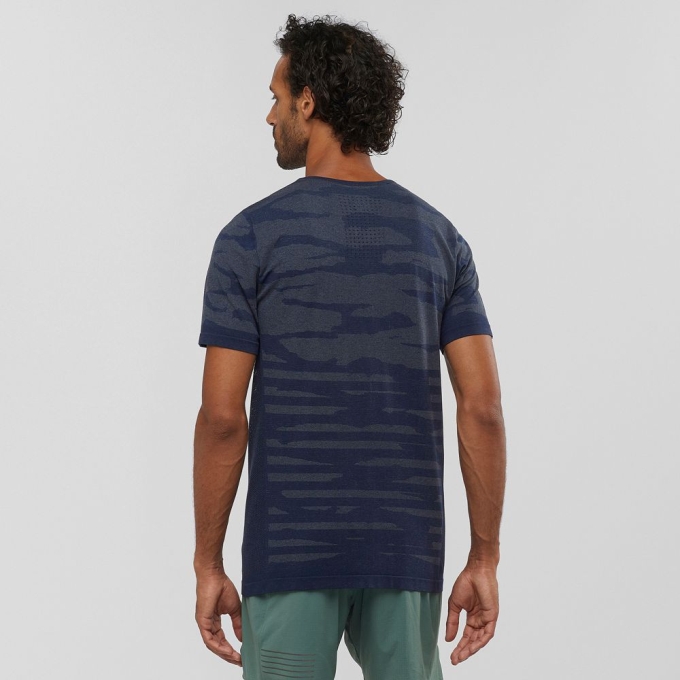 Navy Salomon XA CAMO TEE Short Sleeve Men's T Shirts | AE-758UDJQ