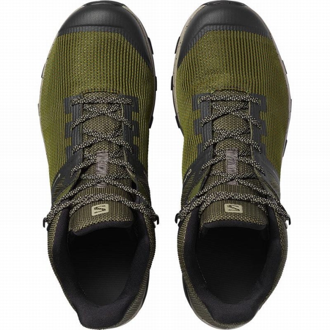 Olive / Black Salomon OUTLINE PRISM MID GORE-TEX Men's Hiking Shoes | AE-435FEZO