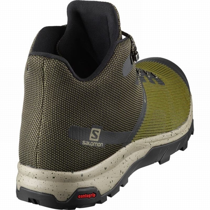 Olive / Black Salomon OUTLINE PRISM MID GORE-TEX Men's Hiking Shoes | AE-435FEZO