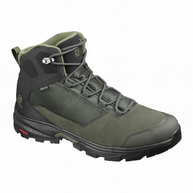 Olive / Black Salomon OUTWARD GORE-TEX Men\'s Hiking Boots | AE-759KPWQ