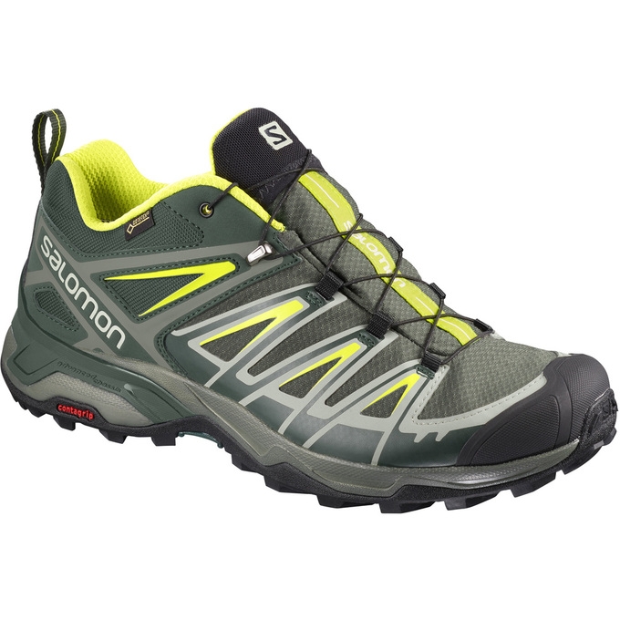 Olive / Black Salomon X ULTRA 3 GTX Men\'s Hiking Shoes | AE-532ABXO