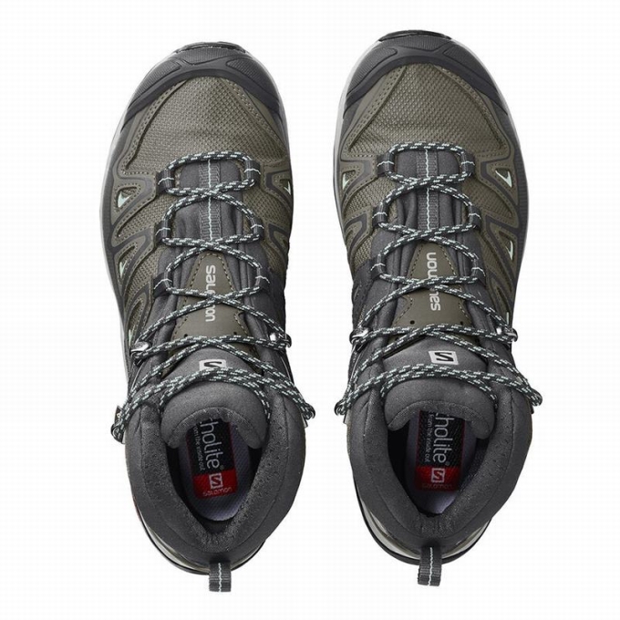 Olive / Black Salomon X ULTRA 3 MID GORE-TEX Women's Hiking Boots | AE-695NHFS