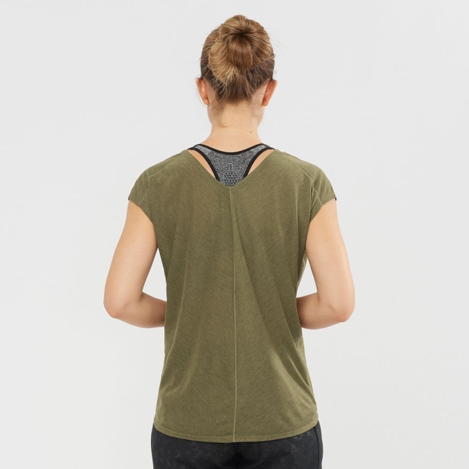 Olive Green Salomon COMET SHAPED W Women's Tank | AE-984BUHE