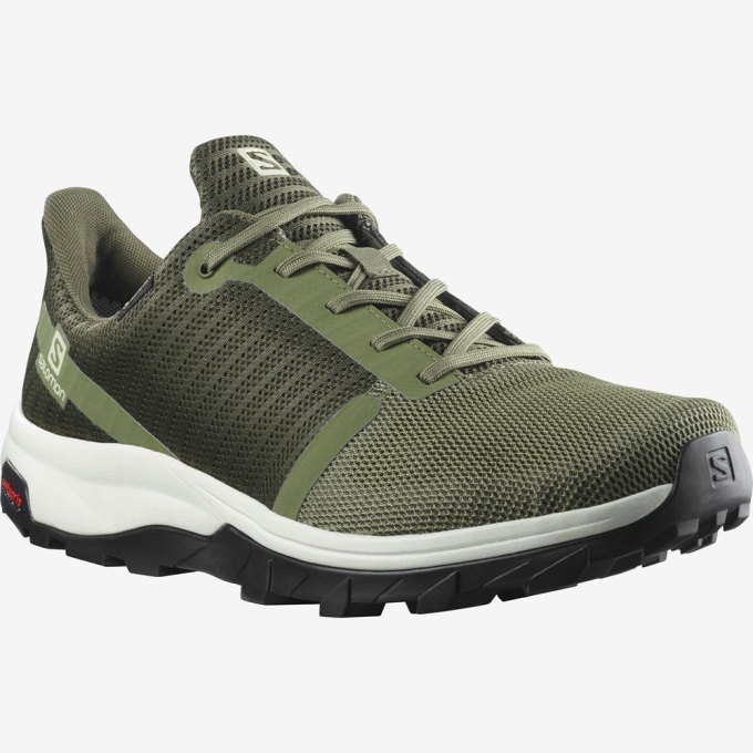 Olive Green Salomon OUTBOUND PRISM GORE-TEX Men's Hiking Shoes | AE-562SDFH