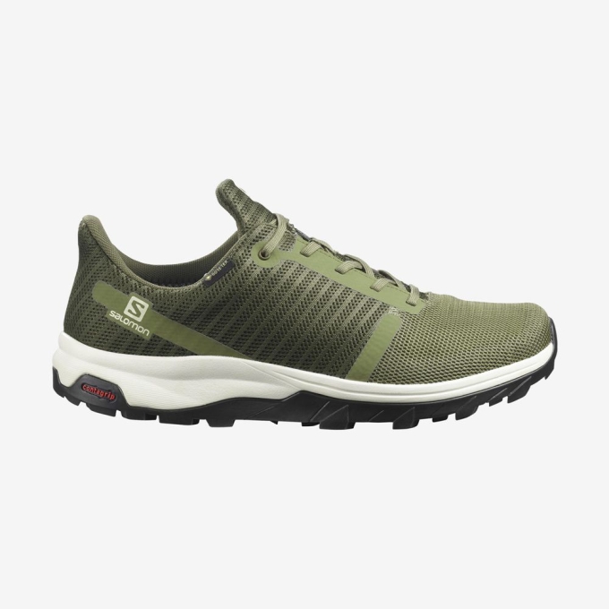 Olive Green Salomon OUTBOUND PRISM GORE-TEX Men's Hiking Shoes | AE-562SDFH