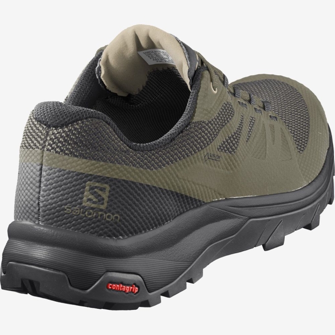 Olive Green Salomon OUTLINE GORE-TEX Men's Hiking Shoes | AE-237JZMC