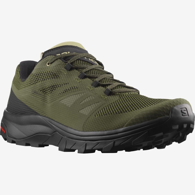 Olive Green Salomon OUTLINE GORE-TEX Men's Hiking Shoes | AE-237JZMC